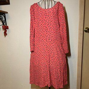 Gap Coral Dress with Black Polka Dots